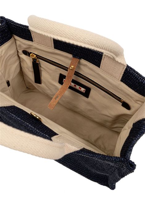 small rafia tote bag woman navy MARNI | SHMP0077U0 P386000B90